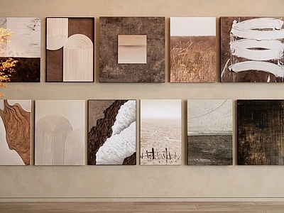 侘寂风挂画，装饰画SU模型