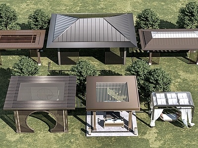 现代景观凉亭组合SU模型