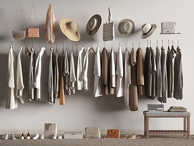 服饰组合，衣服鞋帽，包SU模型