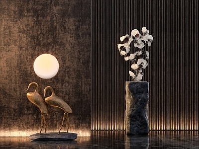 新中式太湖石雕塑装置SU模型