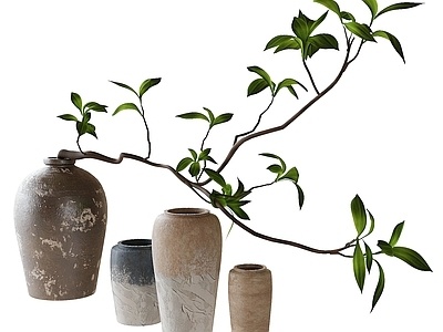 现代花瓶花艺,饰品摆件SU模型