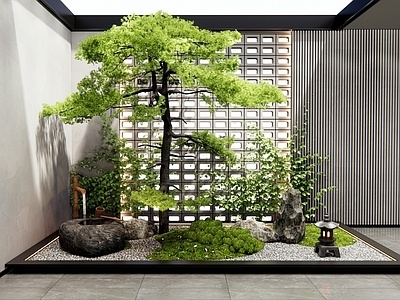 新中式室内景观造景SU模型