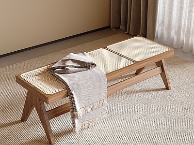 侘寂风床尾凳SU模型