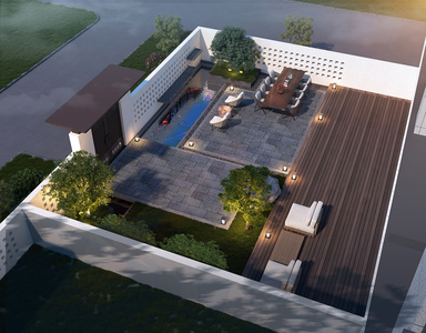 现代别墅外观-庭院景观