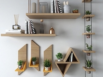 现代层板书架书籍摆件组合SU模型