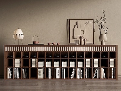 侘寂中古书柜SU模型