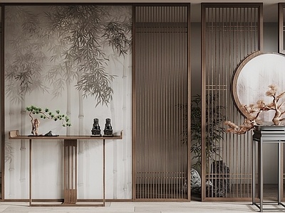 新中式隔断SU模型