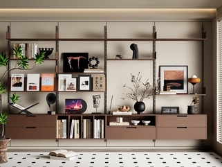 现代中古书架SU模型