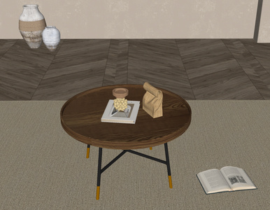 北欧茶几圆形茶几SU模型ID