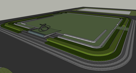 现代厂区草坪绿地景观SU模型