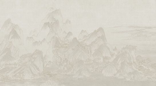 新中式山脉图案山水背景壁纸壁画壁布屏风画贴图 (47)