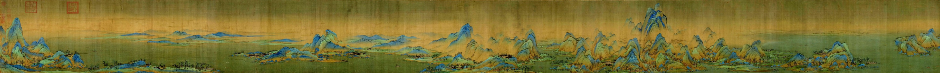 超长幅千里江山图国画背景壁画装饰画