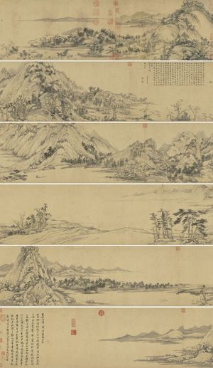 千里江山山水装饰画 山水画贴图