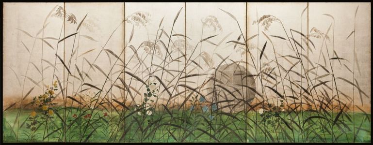 新中式芦苇背景屏风装饰画背景画 屏风画 壁画 (61)