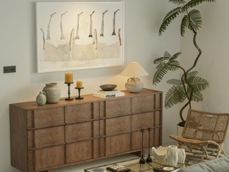 侘寂中古风装饰柜SU模型