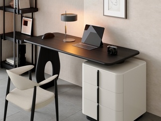 现代中古书桌椅组合SU模型