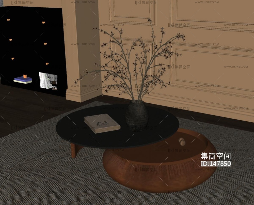 中古风茶几SU模型