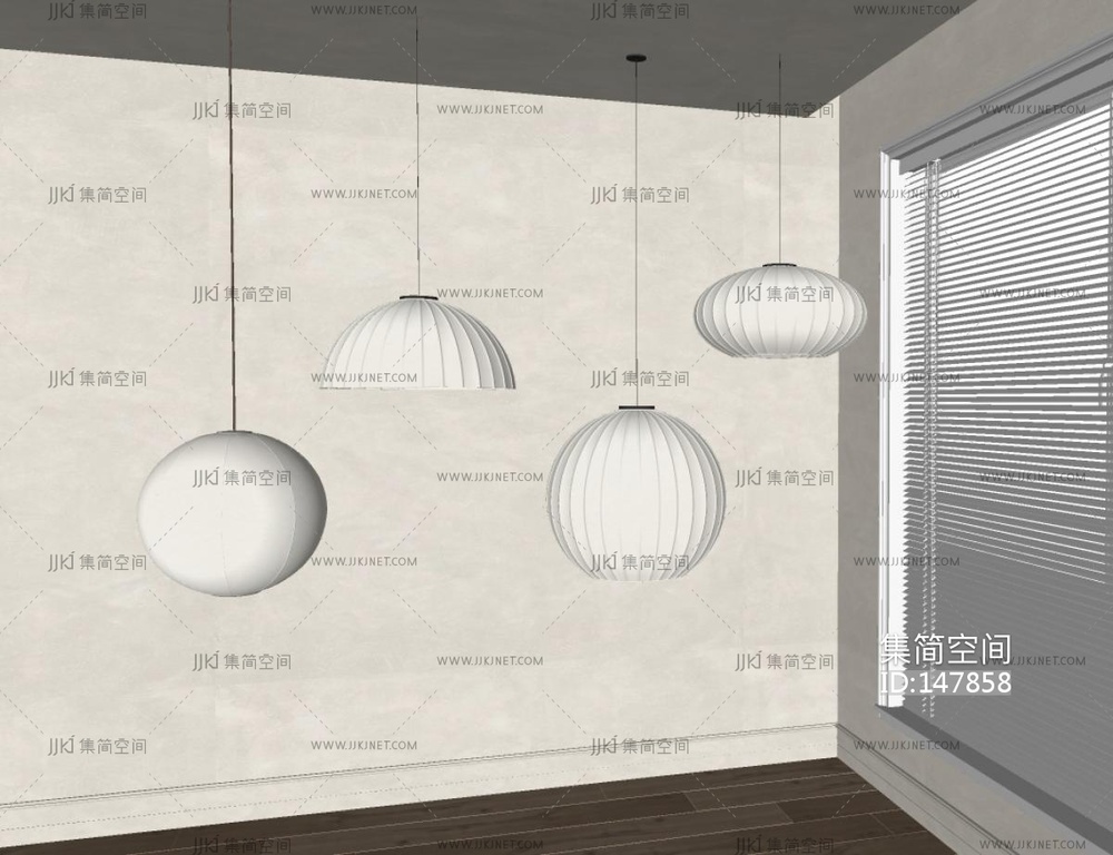日式侘寂吊灯组合SU模型