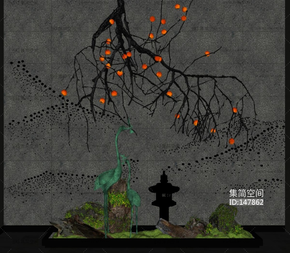 现代室内景观造景SU模型