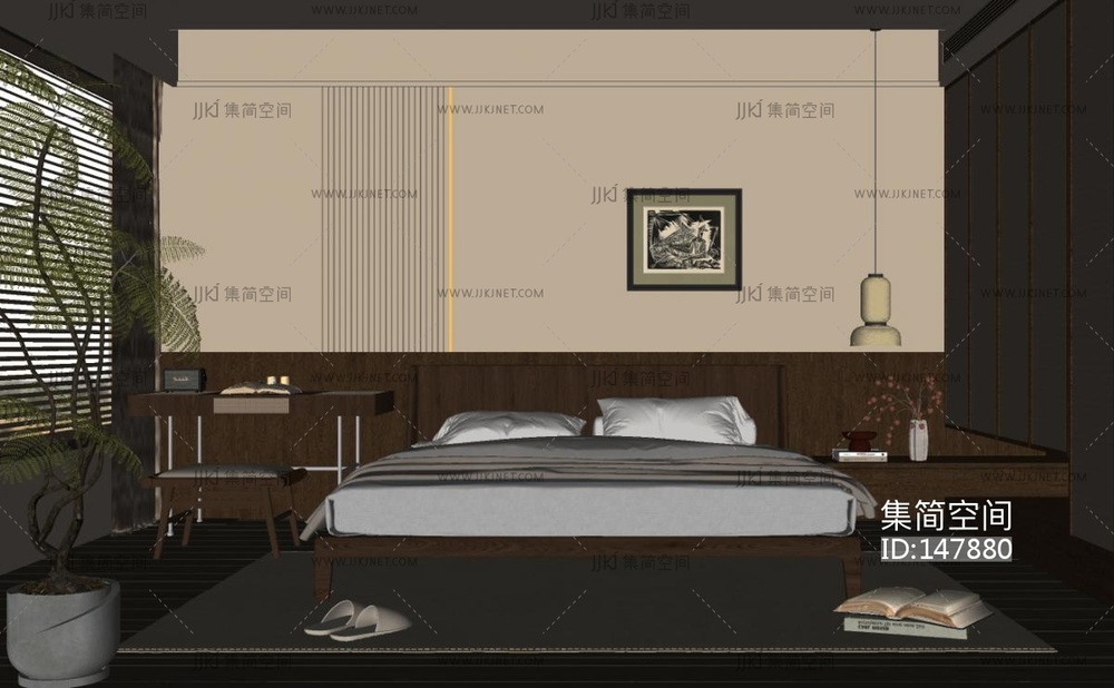 侘寂中古家居卧室SU模型