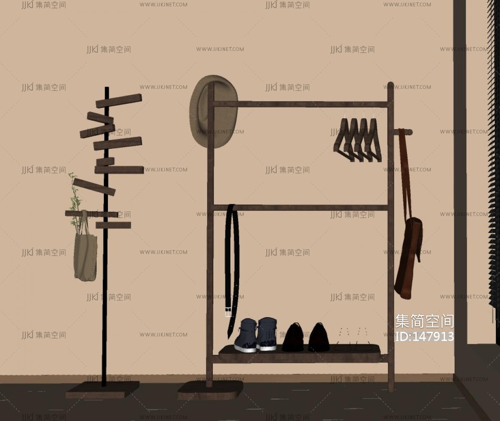 中古风衣架SU模型