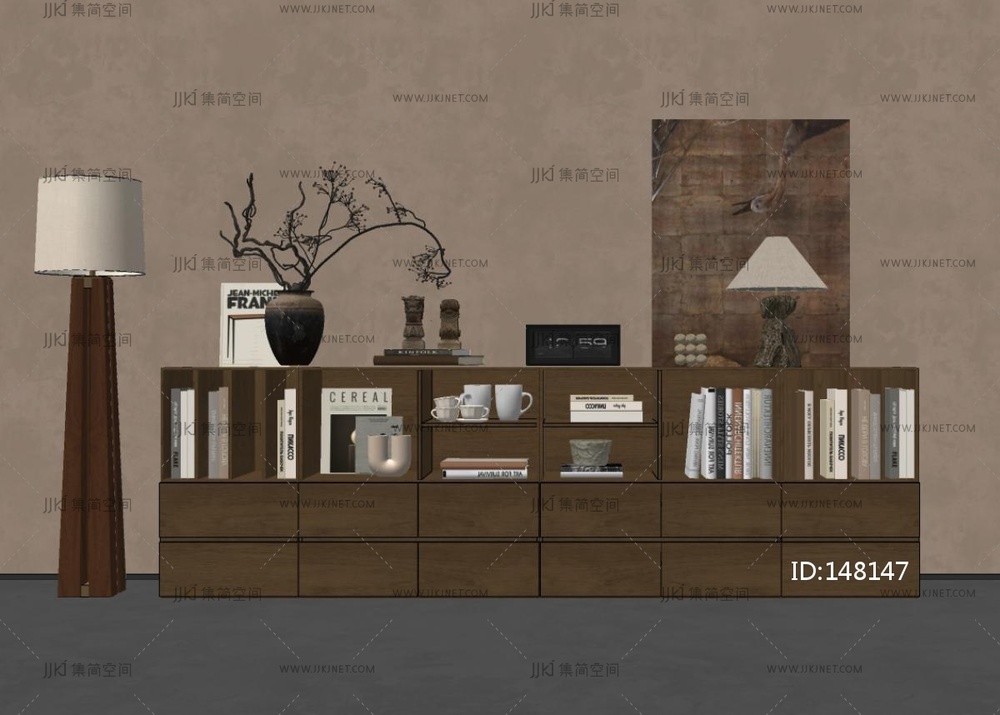 侘寂中古书柜SU模型