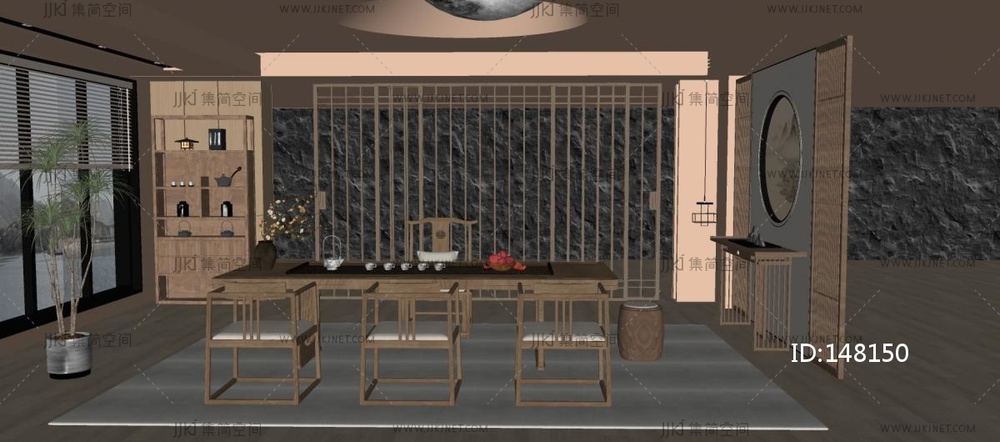 新中式茶室SU模型
