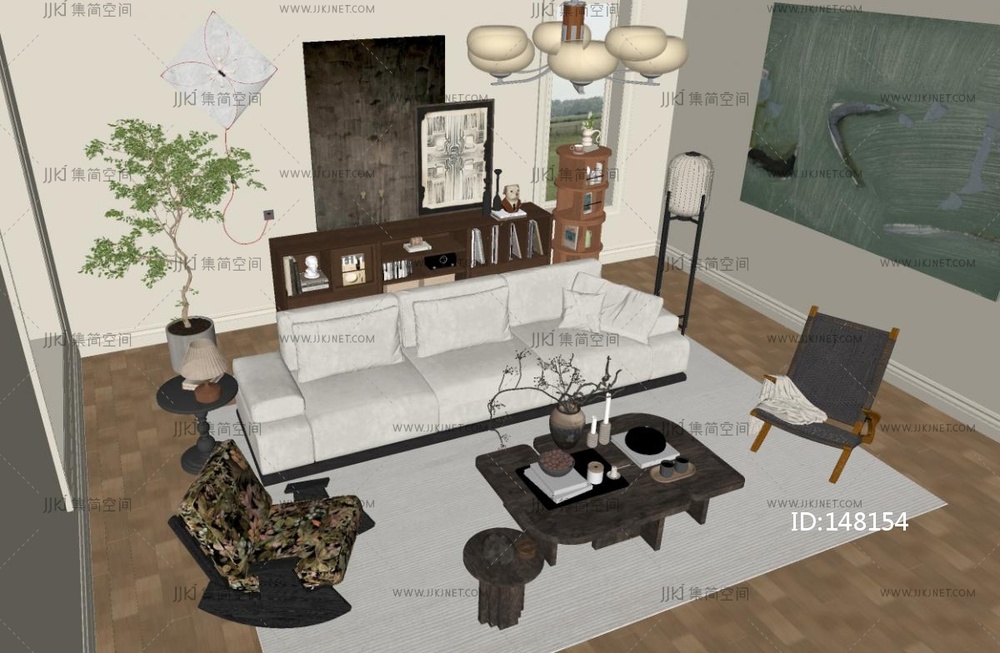 中古家居客厅SU模型