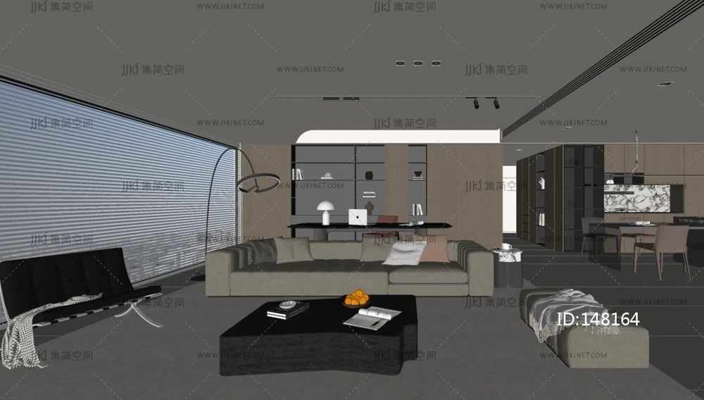 现代意式家居客厅SU模型