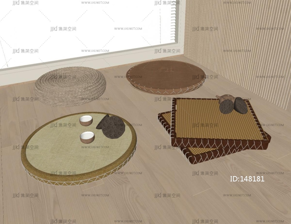 新中式侘寂坐垫SU模型