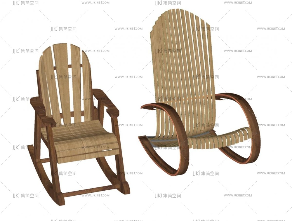 现代中古摇椅SU模型