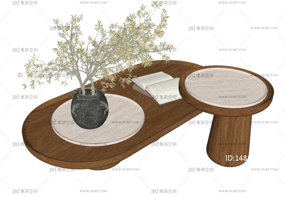 中古侘寂茶几SU模型
