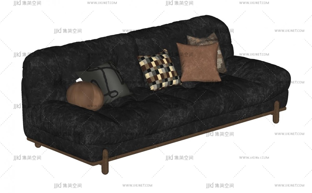 中古现代多人沙发SU模型