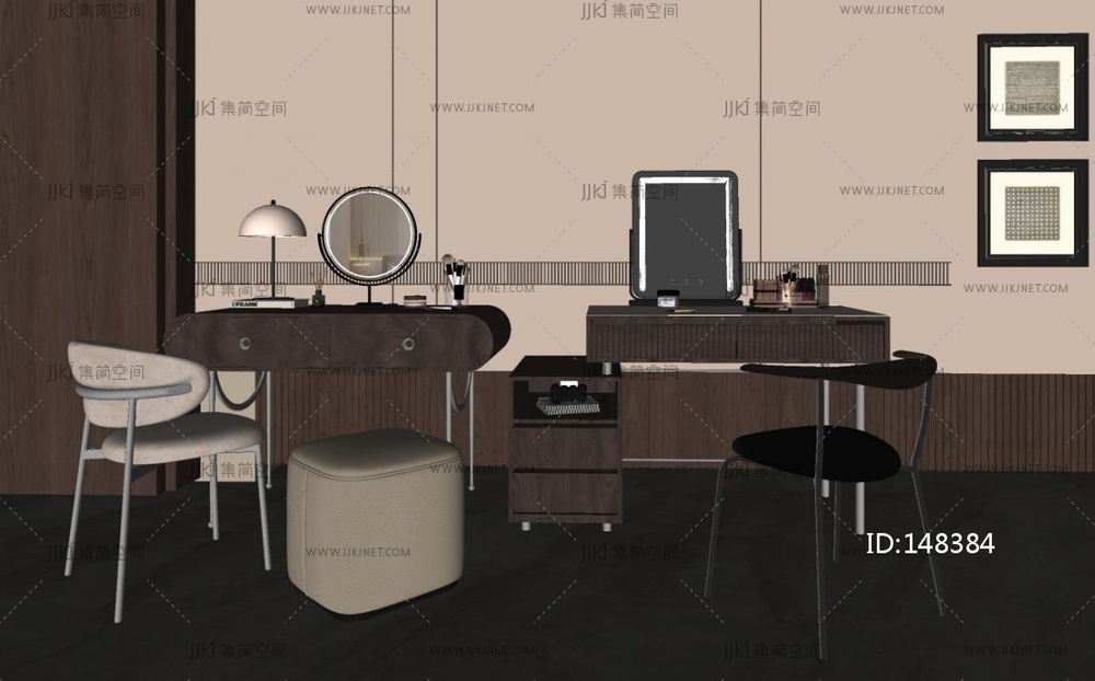 现代中古梳妆台SU模型