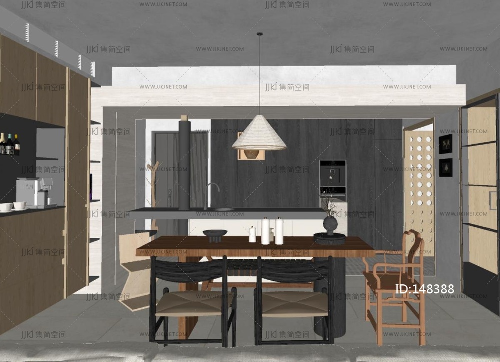 意式中古客餐厅SU模型