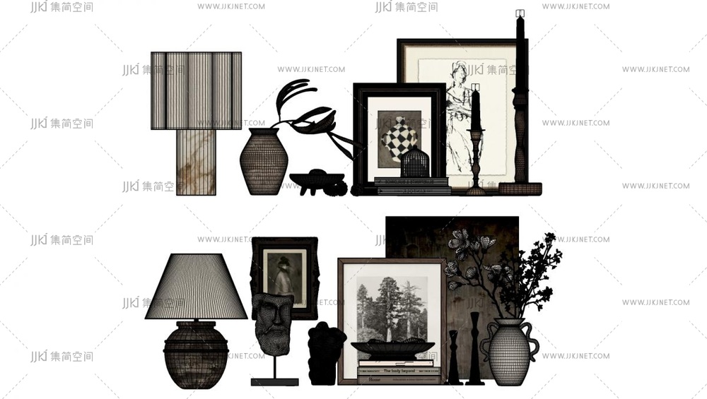 现代中古摆件组合