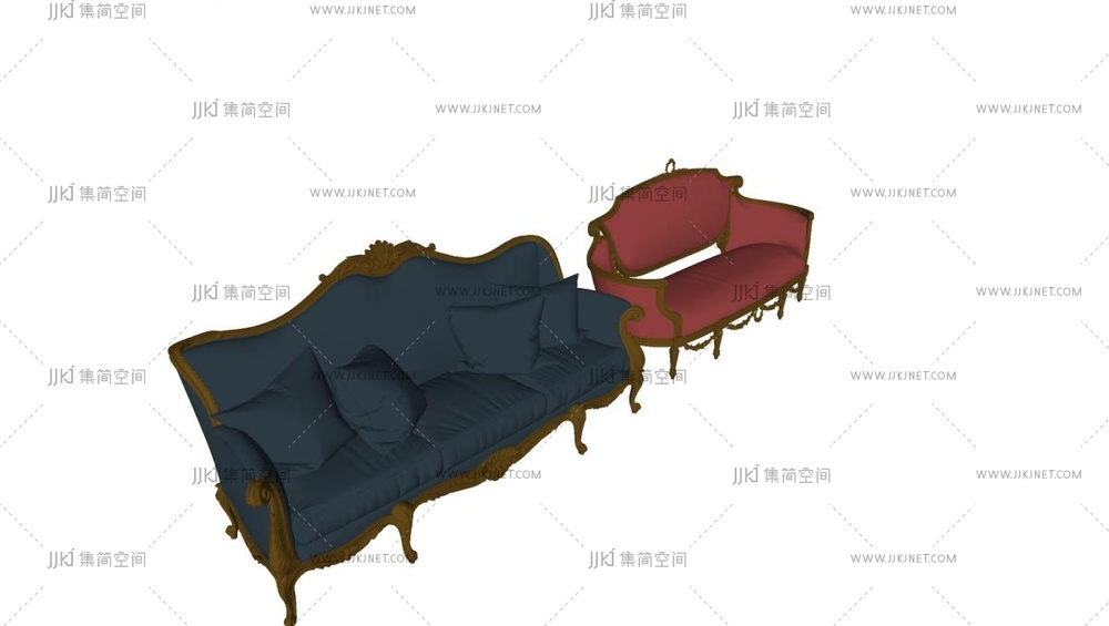 欧式美式双人沙发