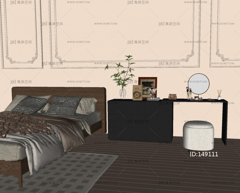 法式轻奢梳妆台SU模型