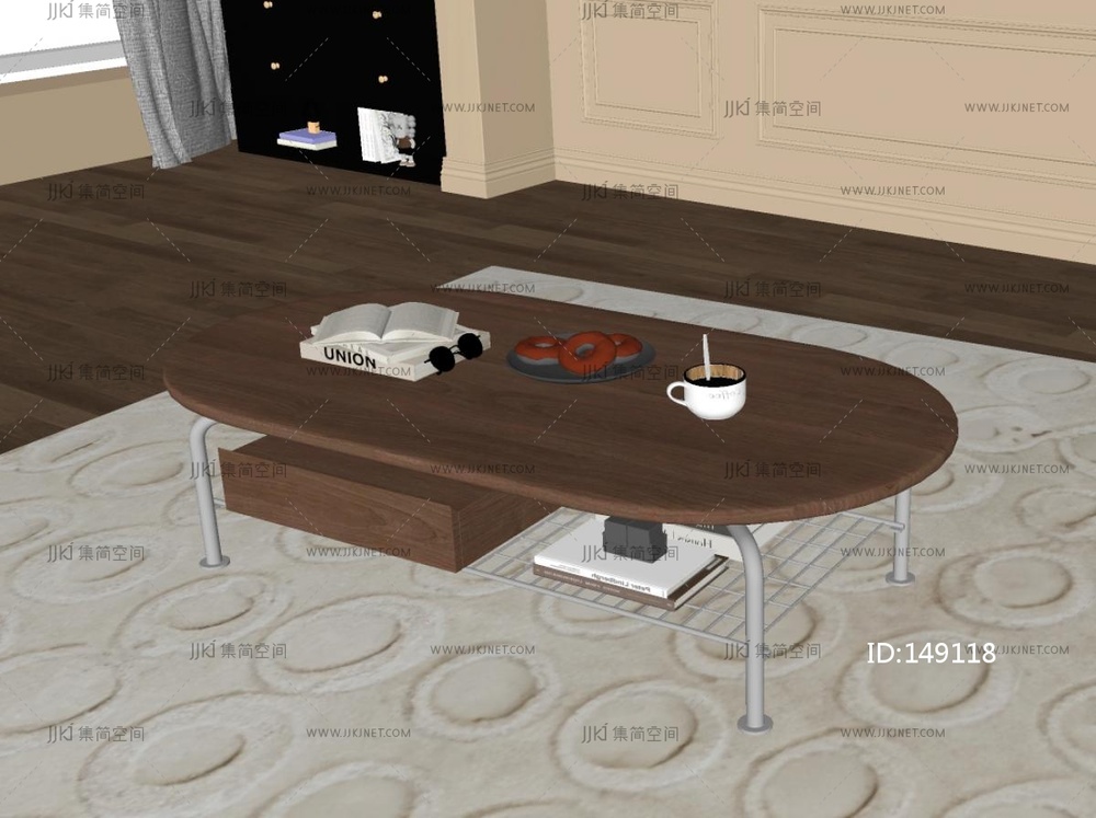 侘寂中古风茶几SU模型