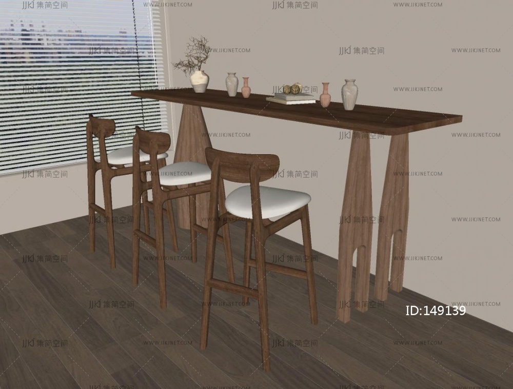 侘寂吧台吧椅SU模型