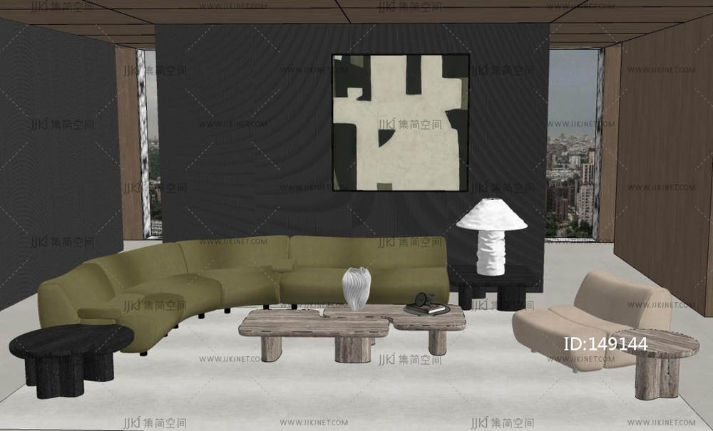 现代意式家居客厅SU模型