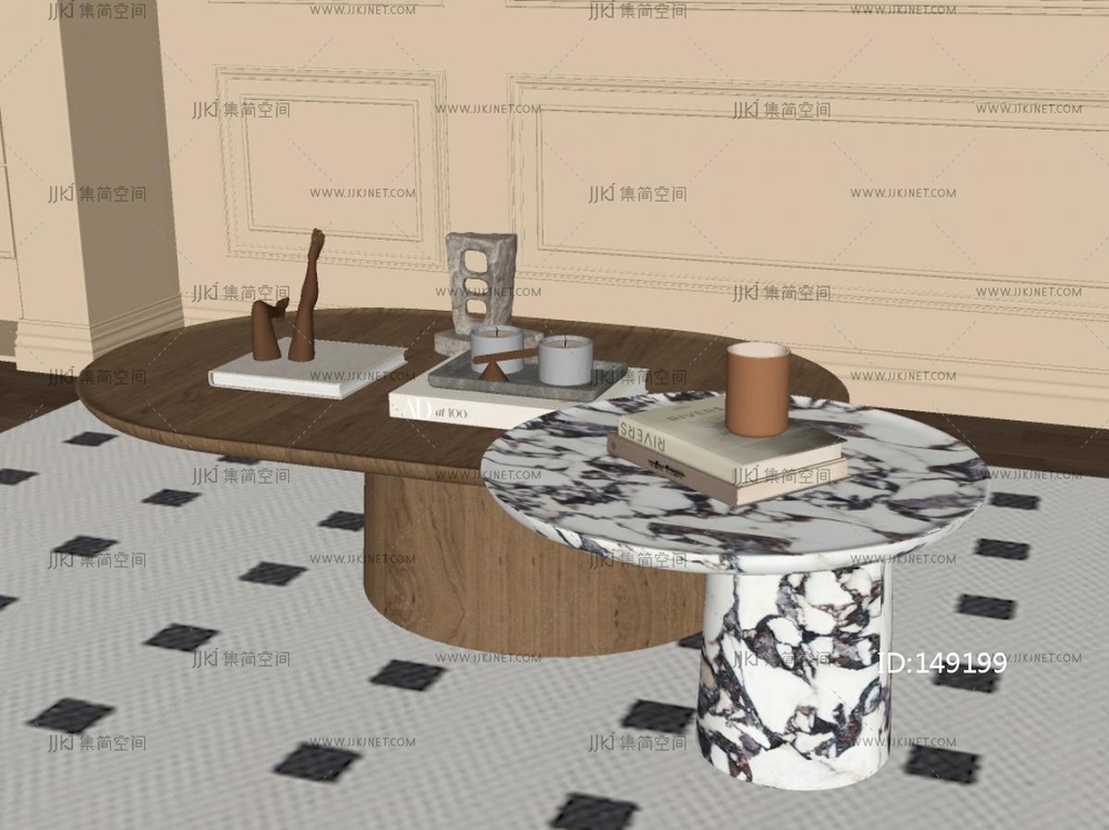 中古风茶几SU模型