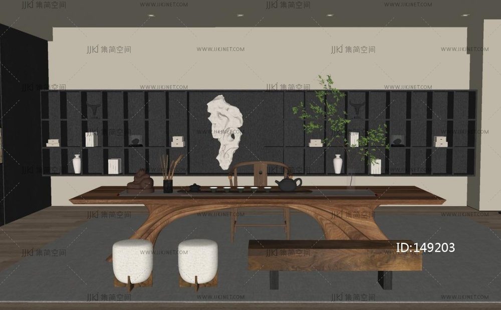 新中式侘寂茶室SU模型