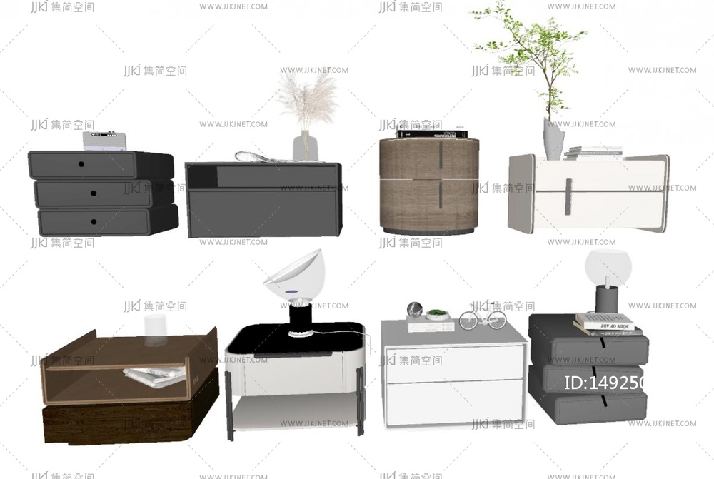 现代床头柜组合SU模型I