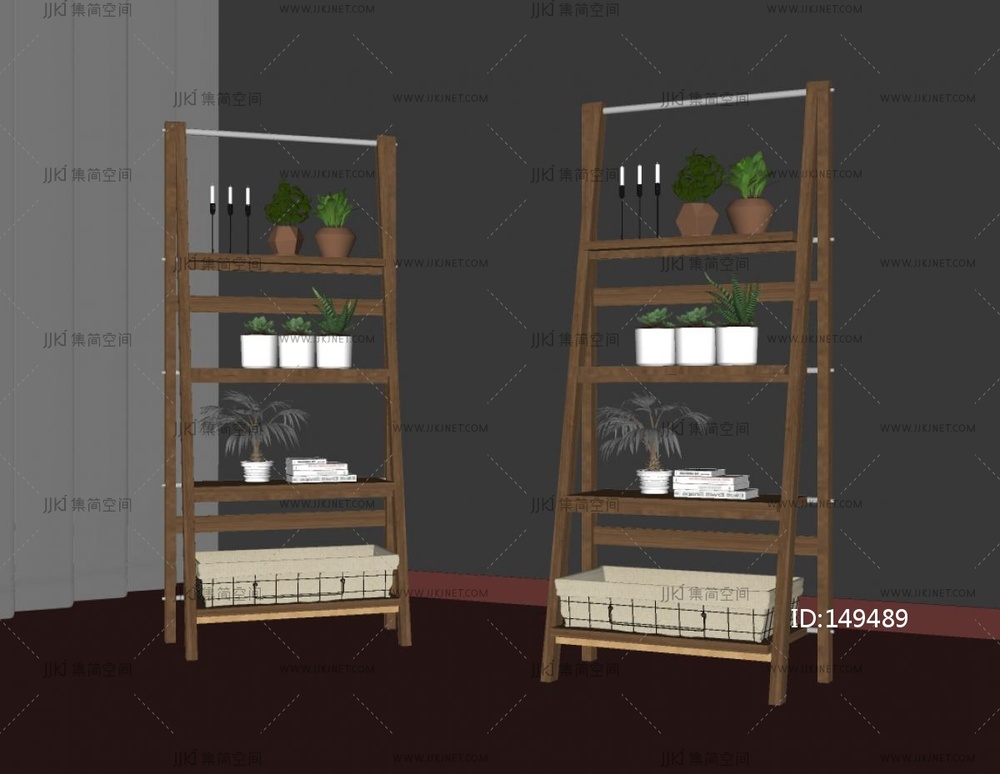 中古风绿植花架SU模型