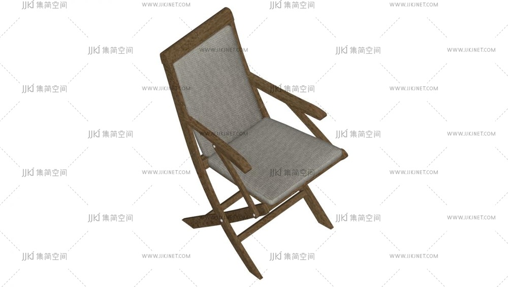  户外木制扶手餐椅su模型
