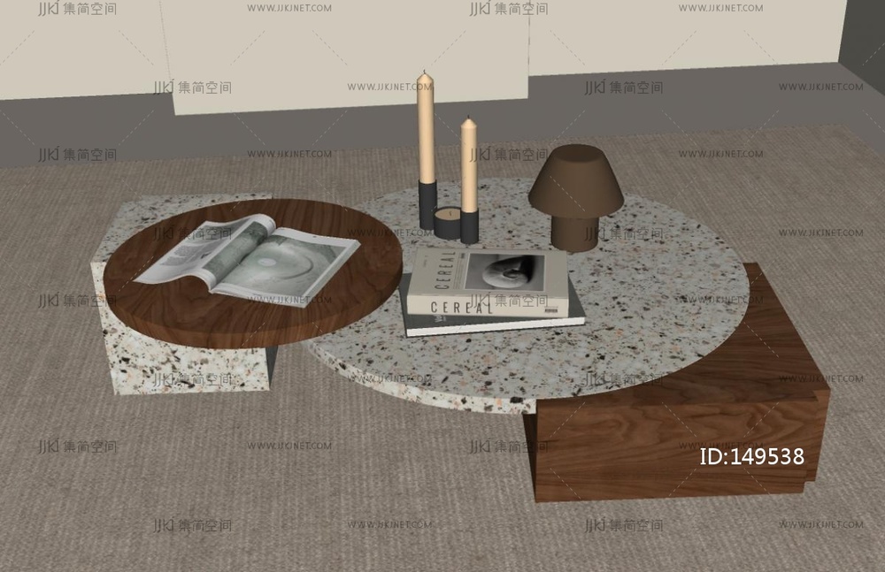 侘寂中古茶几SU模型