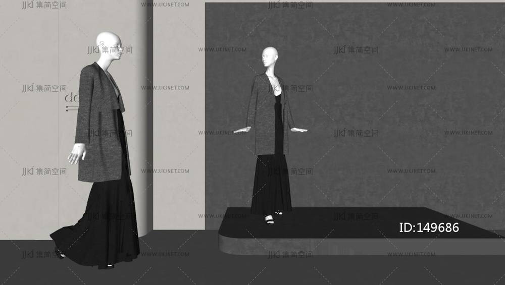 01-服装模特虚拟人物_现代服装店模特su模型