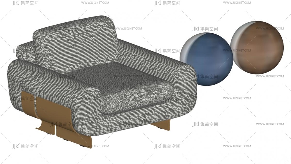 01-FENDI现代单人沙发,su模型