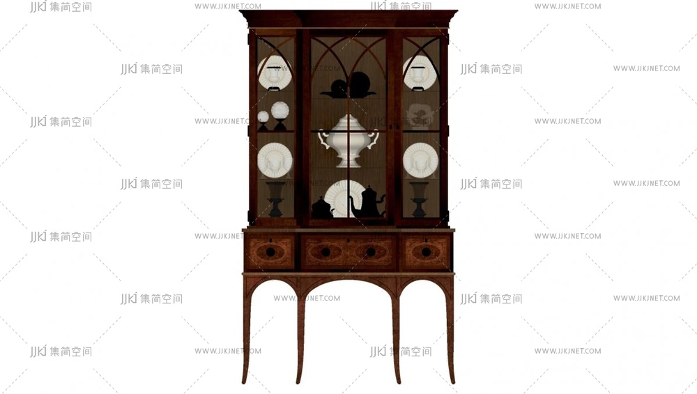 03-美式储物柜_古董柜_装饰柜,j酒柜，欧式酒柜，摆件餐具su模型